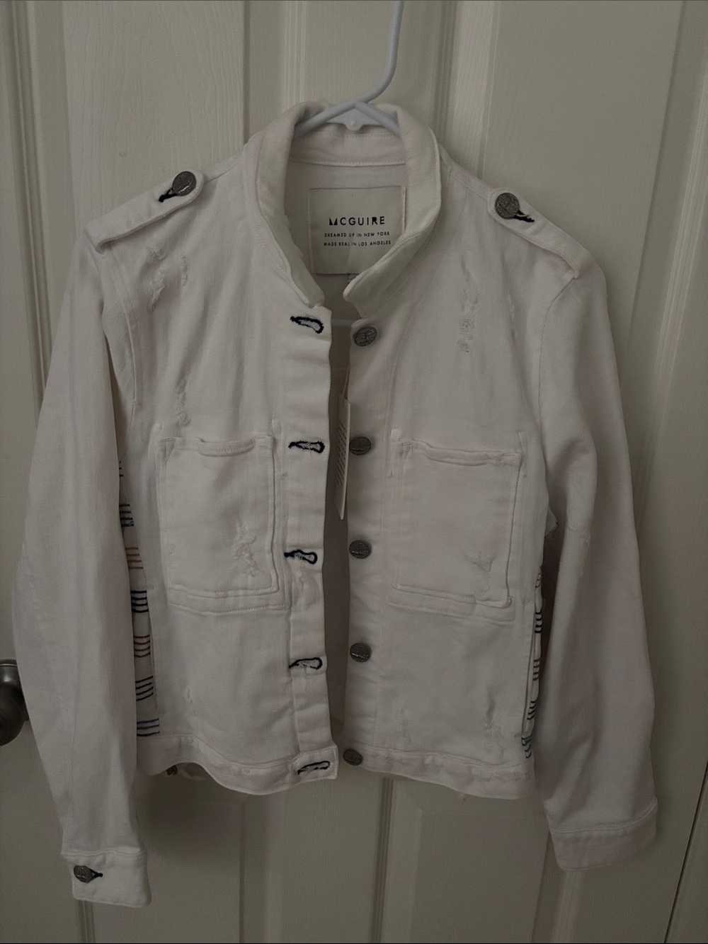 Anthropologie White Denim Jacket Mcguire